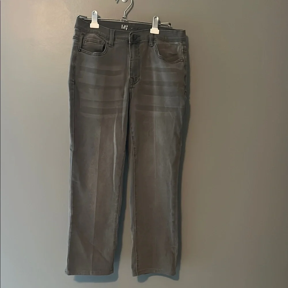 Gray Straight-Leg Jeans with Worn-In Look